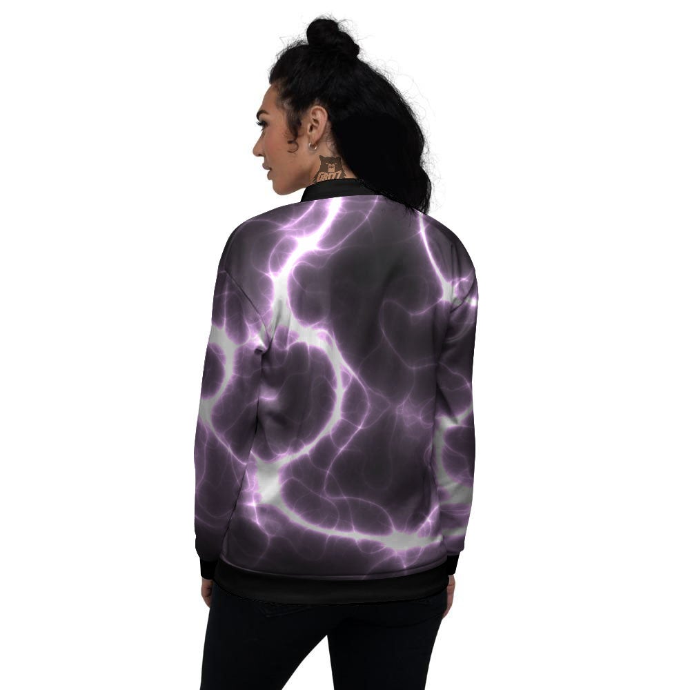Chain Lightning Print Women's Bomber Jacket-grizzshop