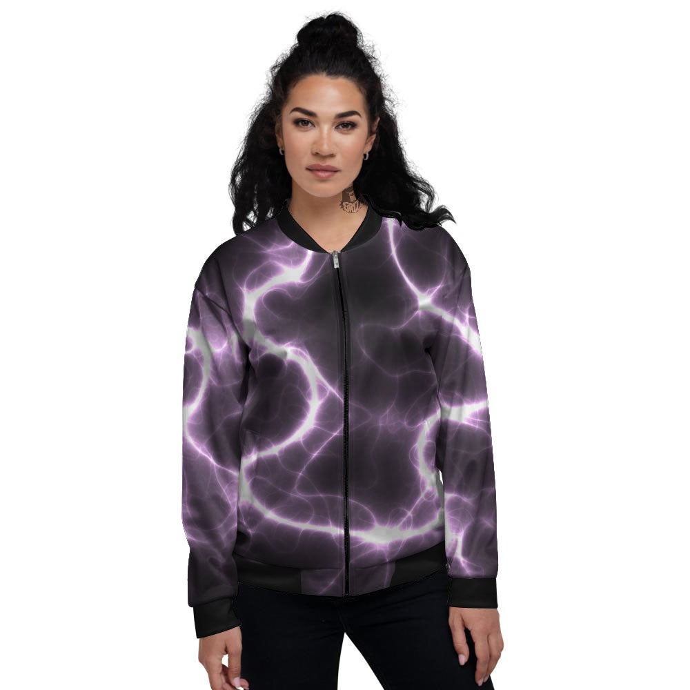 Chain Lightning Print Women's Bomber Jacket-grizzshop
