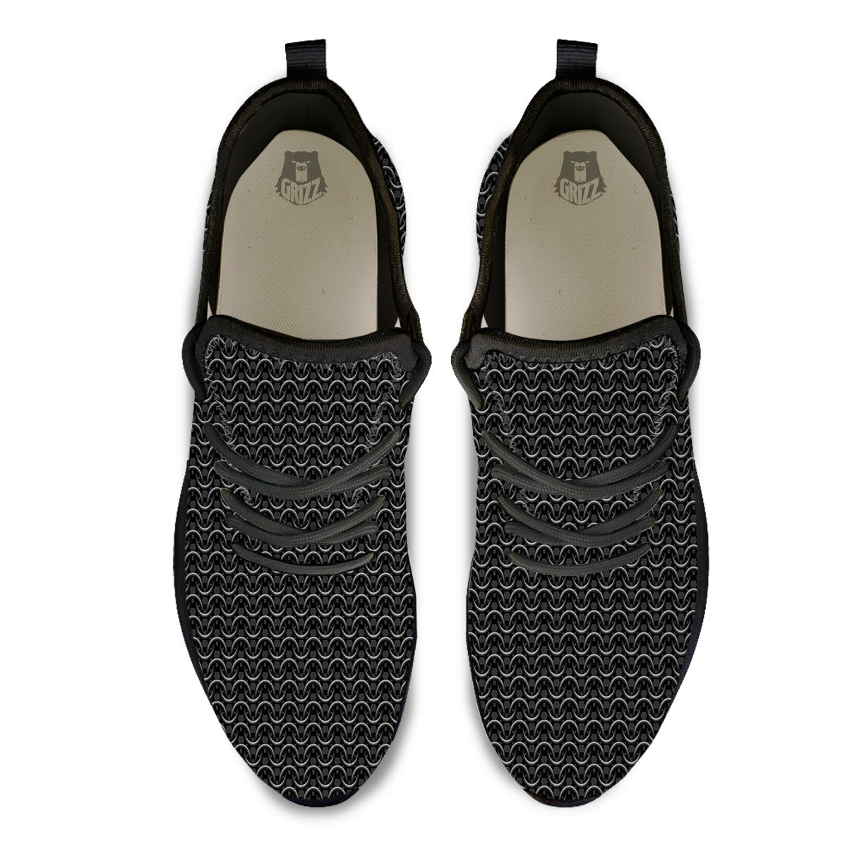 Chainmail Black Print Pattern Black Athletic Shoes-grizzshop