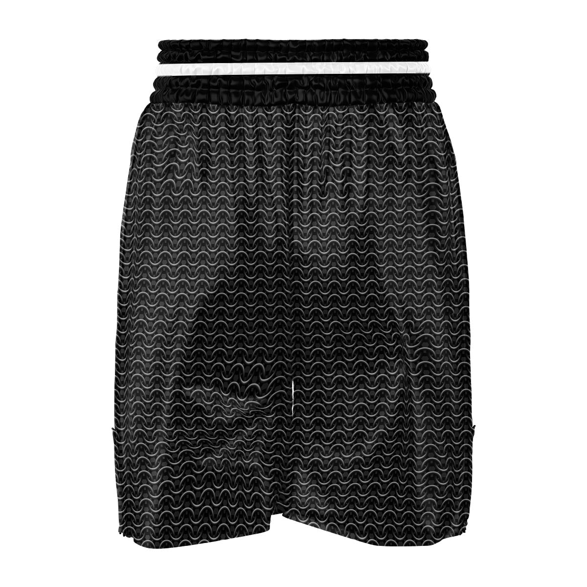 Chainmail Black Print Pattern Boxing Shorts-grizzshop