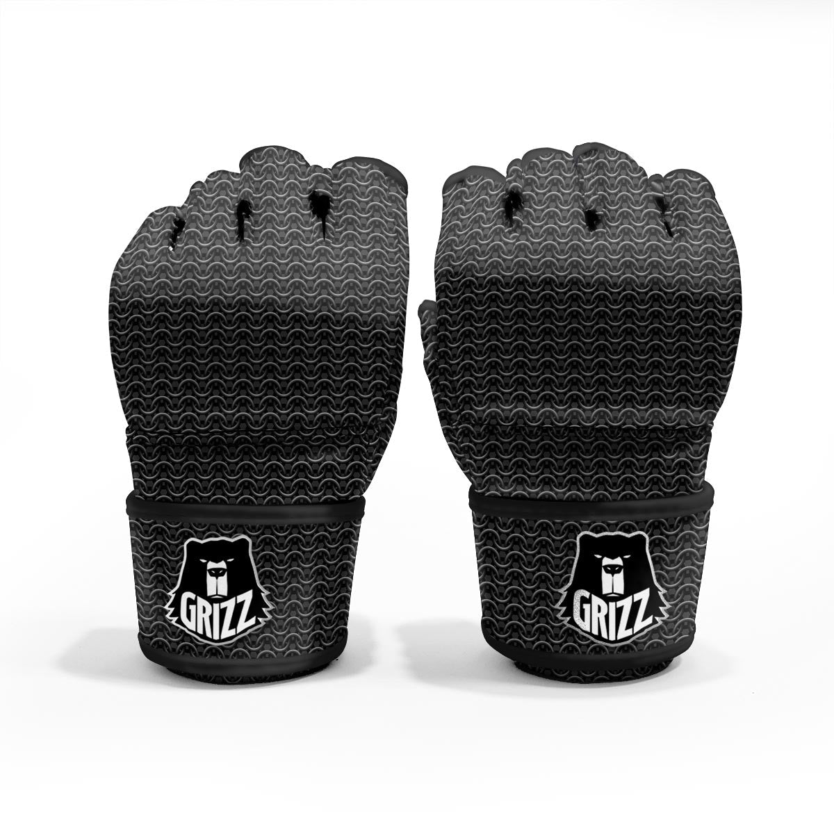 Chainmail Black Print Pattern MMA Gloves-grizzshop