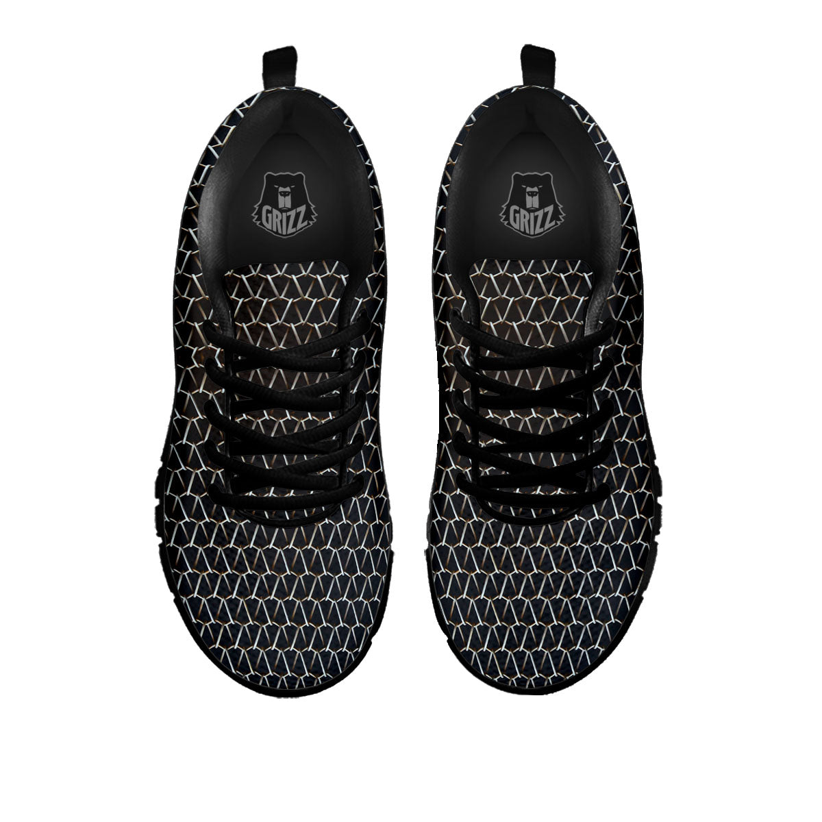 Chainmail Metal Print Pattern Black Sneaker-grizzshop