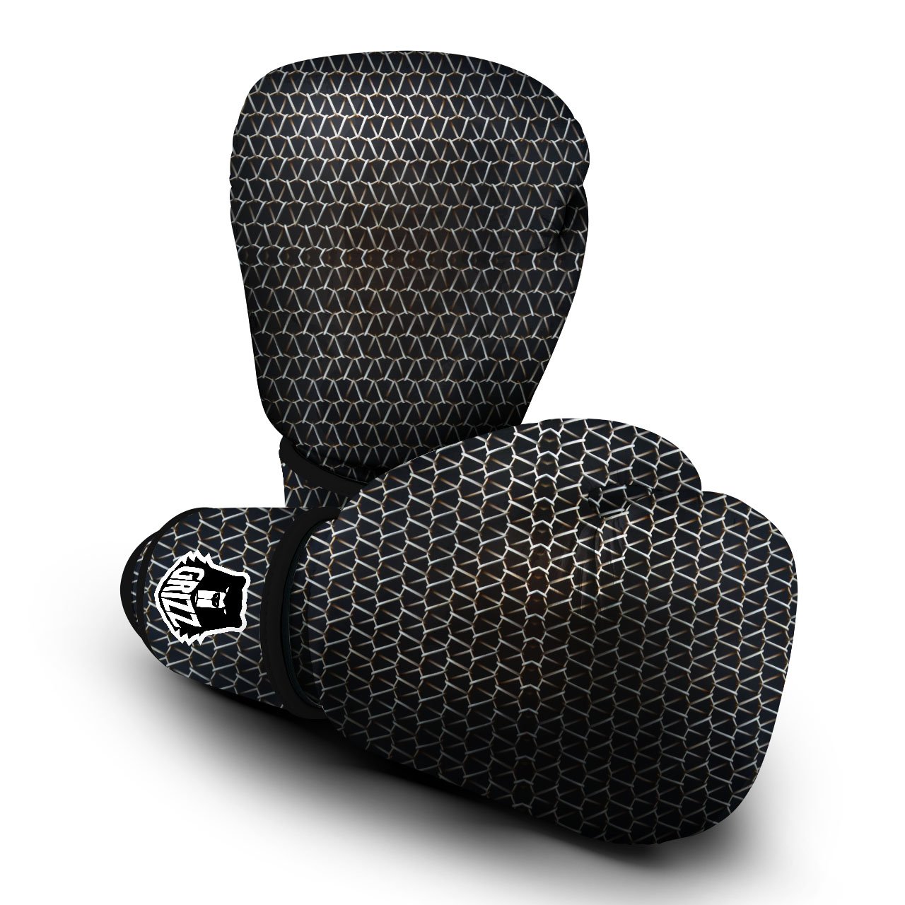 Chainmail Metal Print Pattern Boxing Gloves-grizzshop