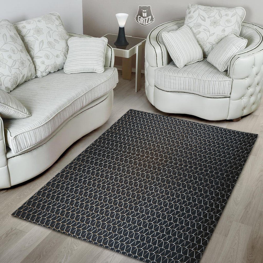 Chainmail Metal Print Pattern Floor Mat-grizzshop