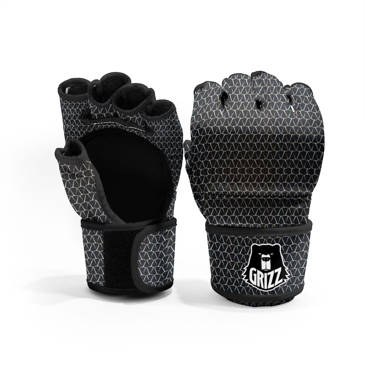 Chainmail Metal Print Pattern MMA Gloves-grizzshop