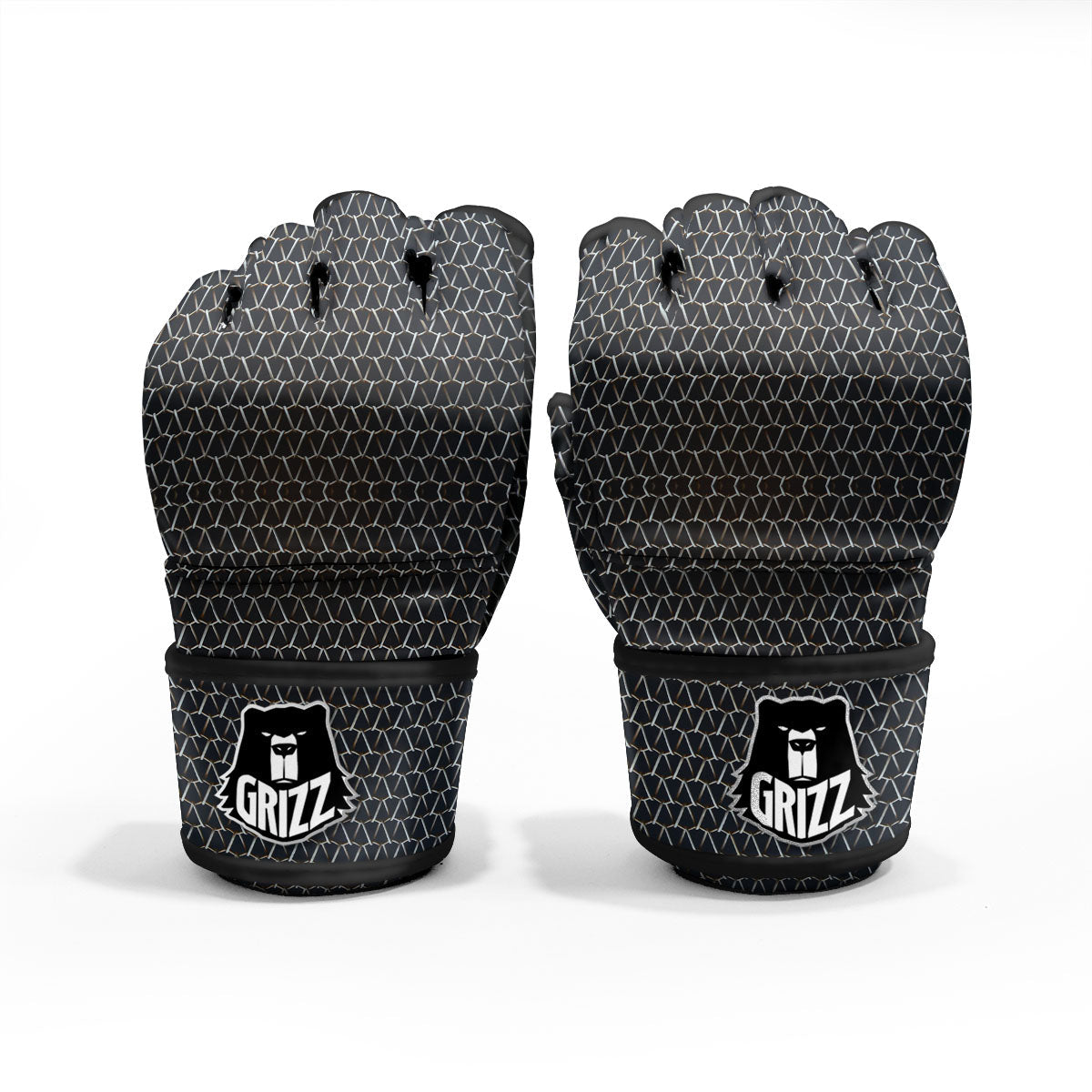 Chainmail Metal Print Pattern MMA Gloves-grizzshop