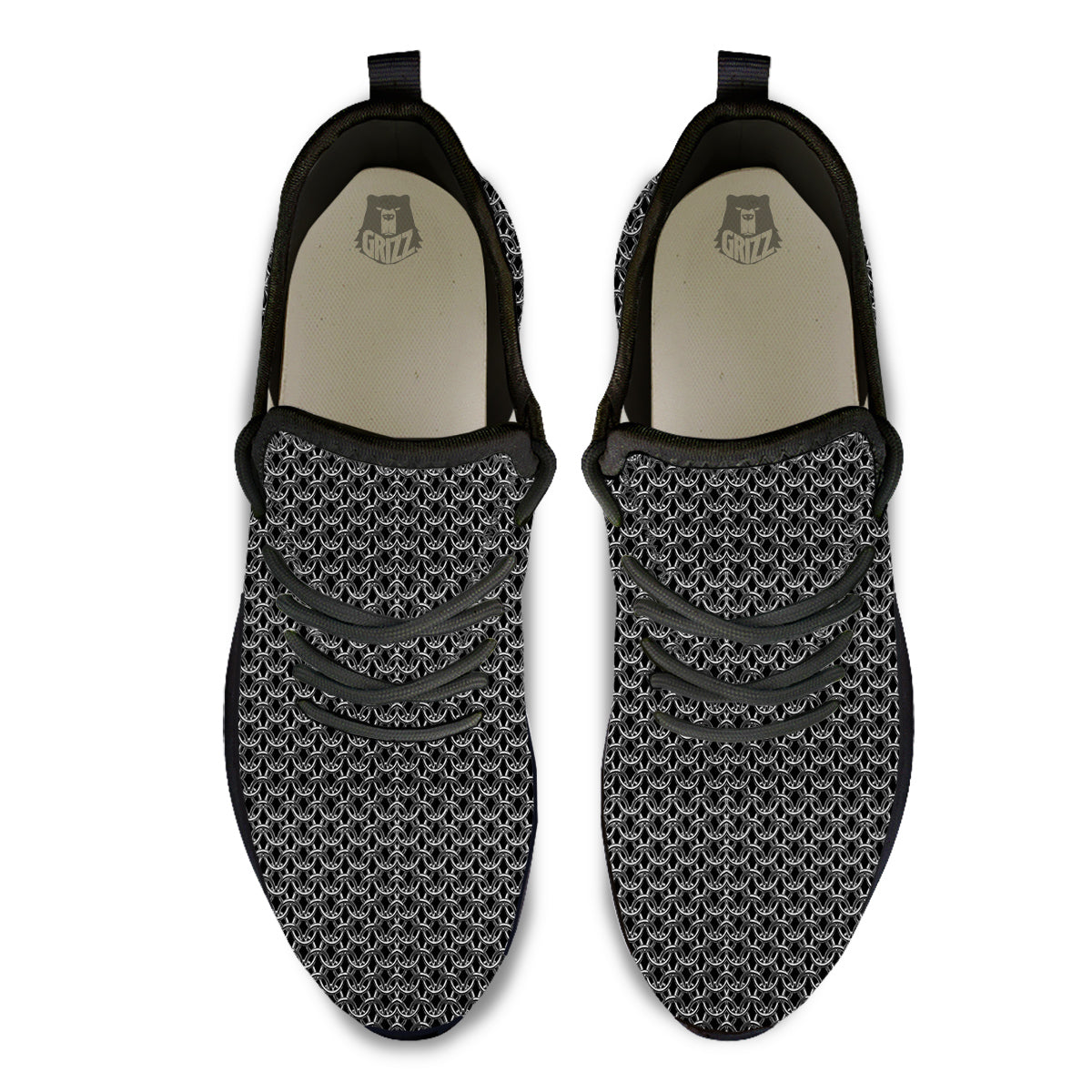 Chainmail Ring Print Black Athletic Shoes-grizzshop