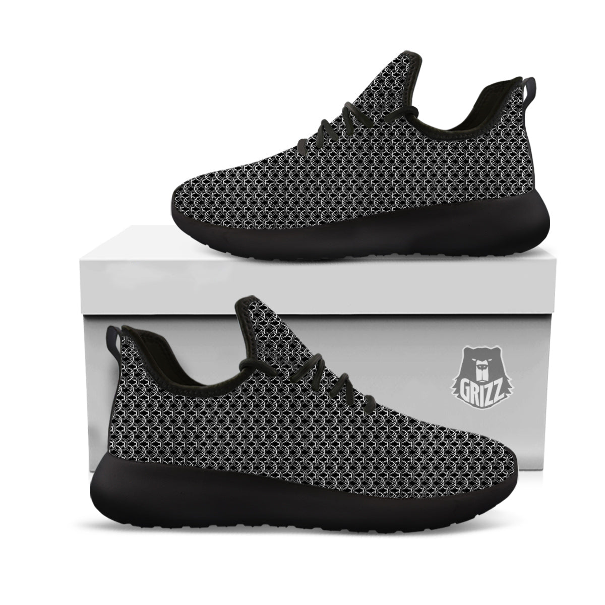 Chainmail Ring Print Black Athletic Shoes-grizzshop