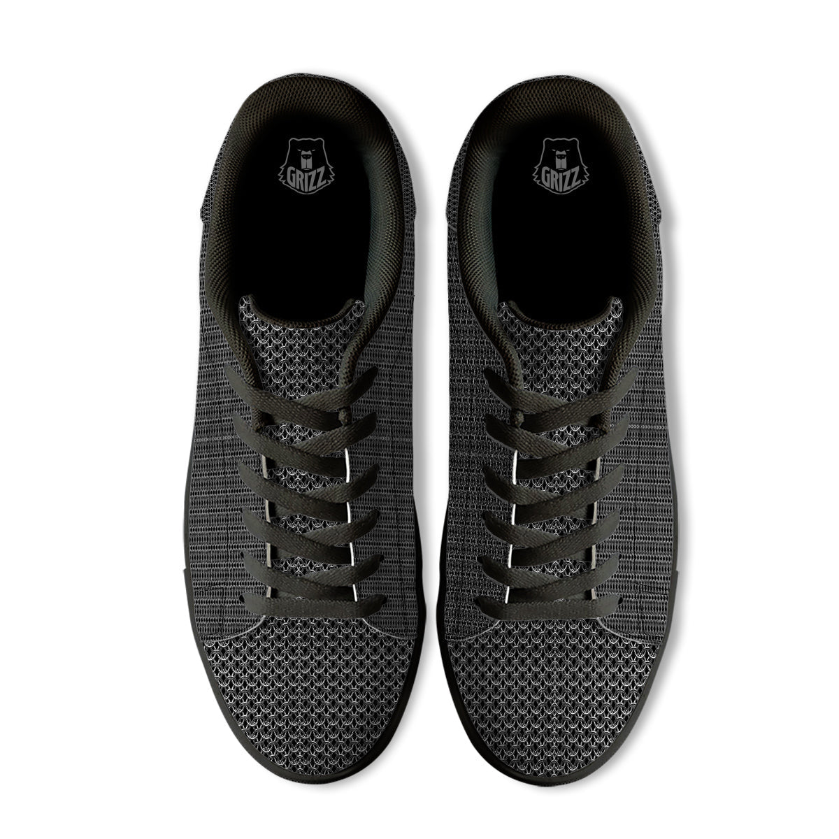 Chainmail Ring Print Black Low Top Sneakers-grizzshop