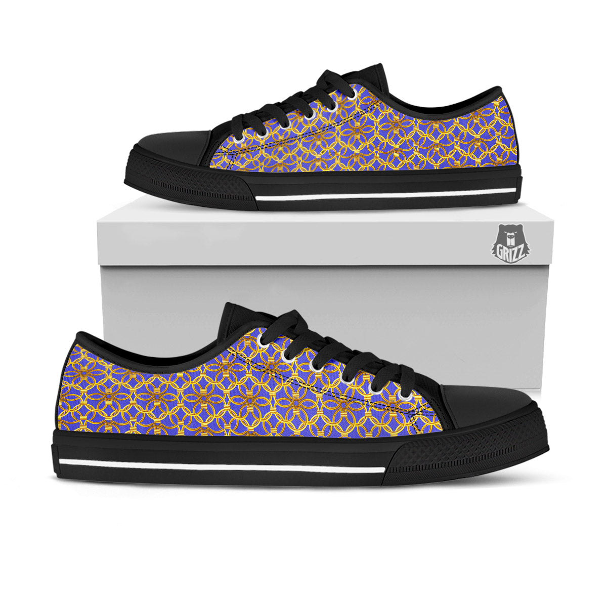 Chainmail Ring Print Pattern Black Low Top Shoes-grizzshop