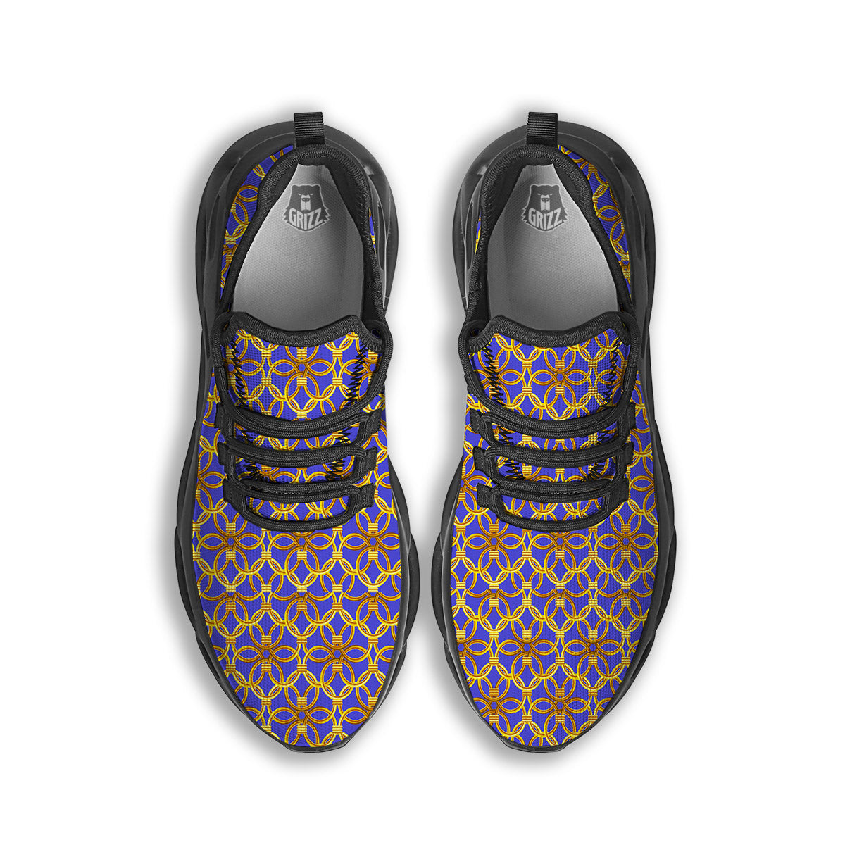 Chainmail Ring Print Pattern Black Running Shoes-grizzshop