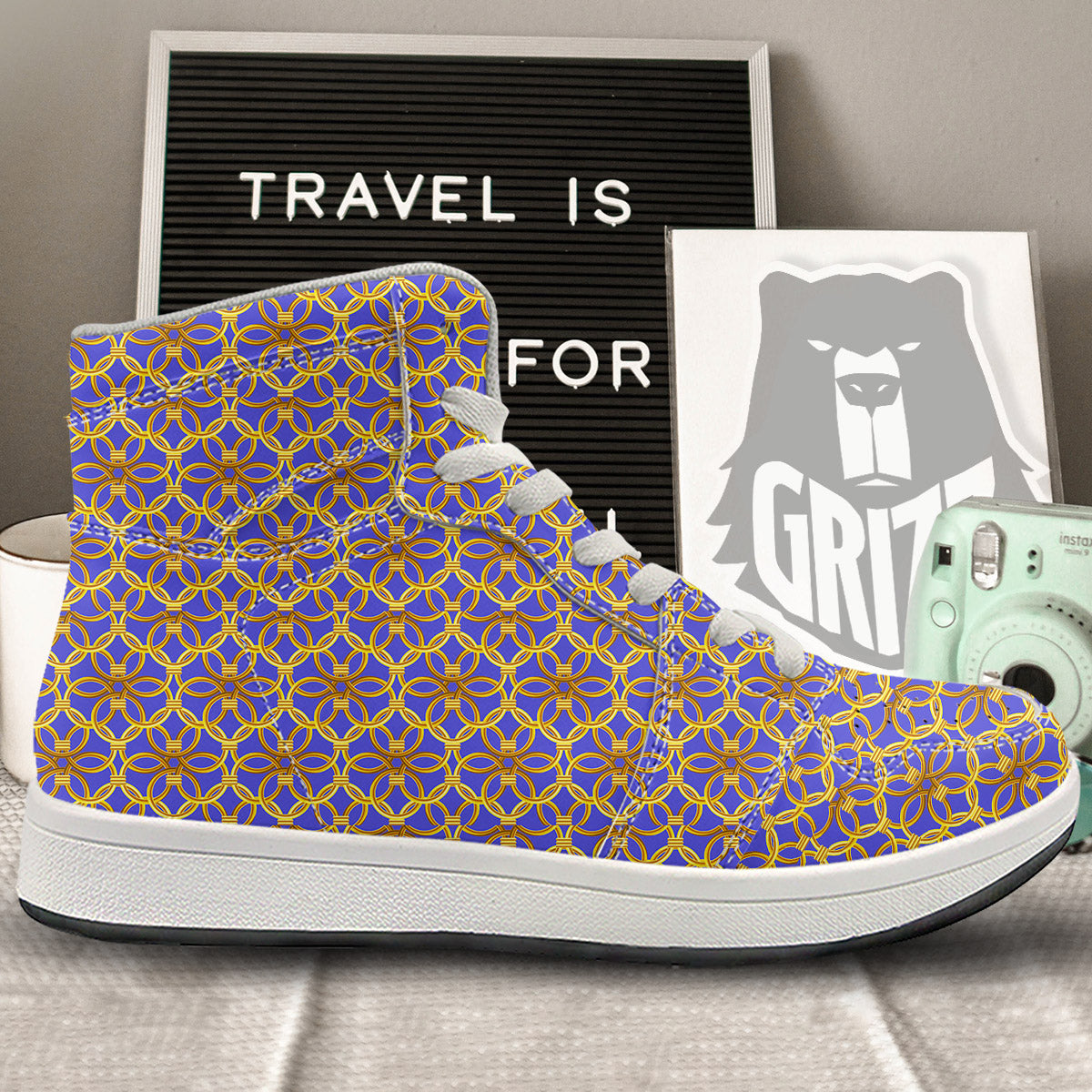 Chainmail Ring Print Pattern High Top Sneakers-grizzshop