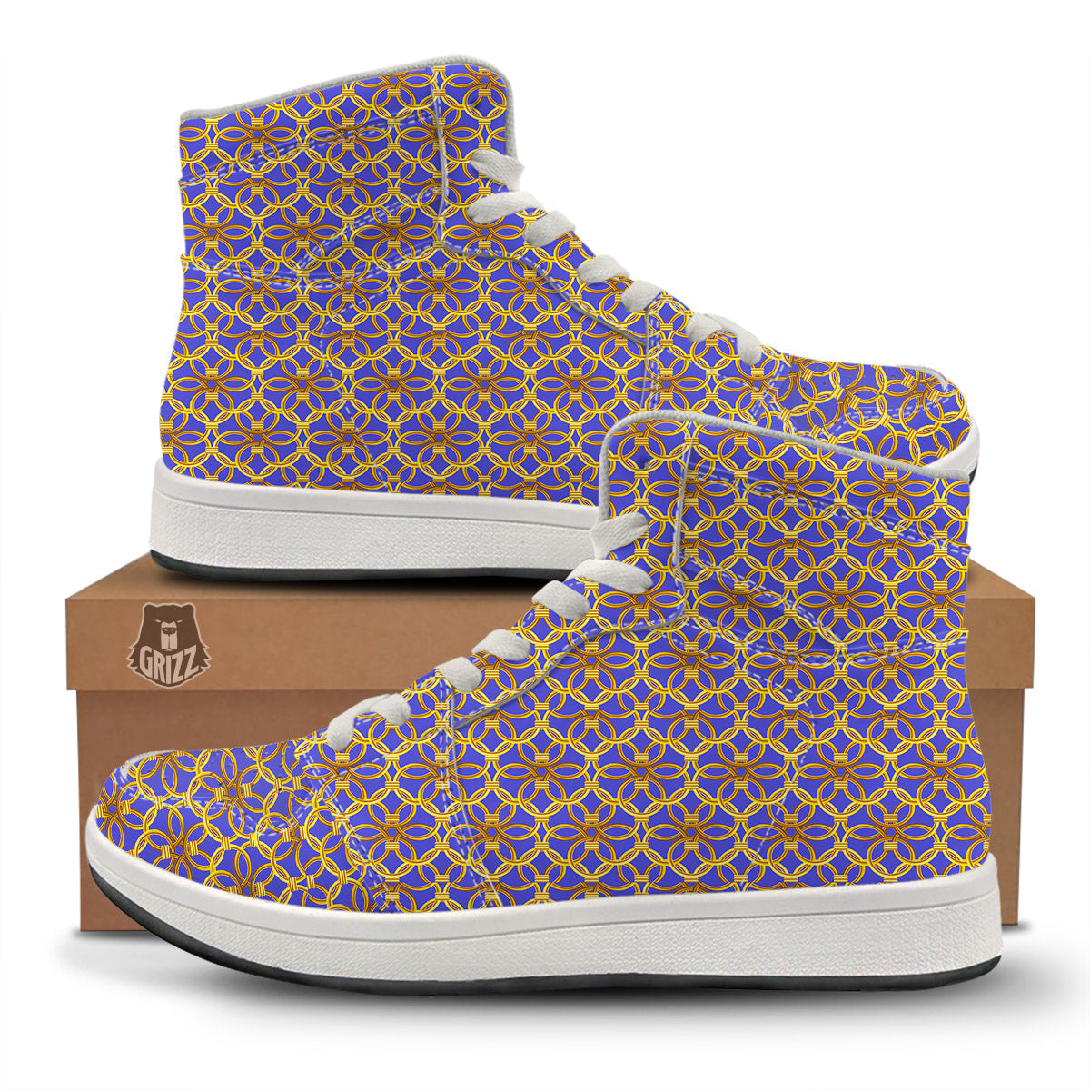 Chainmail Ring Print Pattern High Top Sneakers-grizzshop