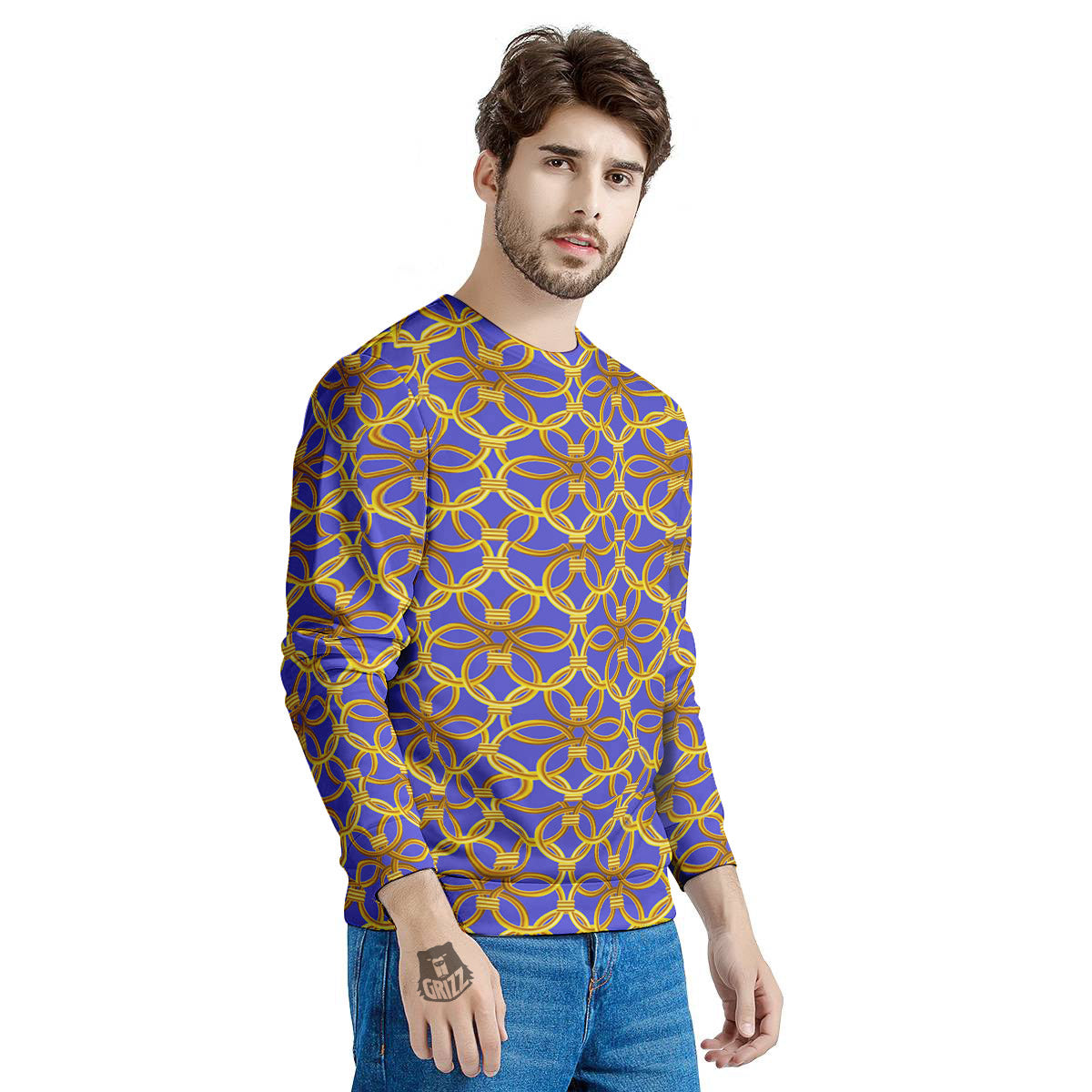 Chainmail Ring Print Pattern Men's Sweatshirt-grizzshop