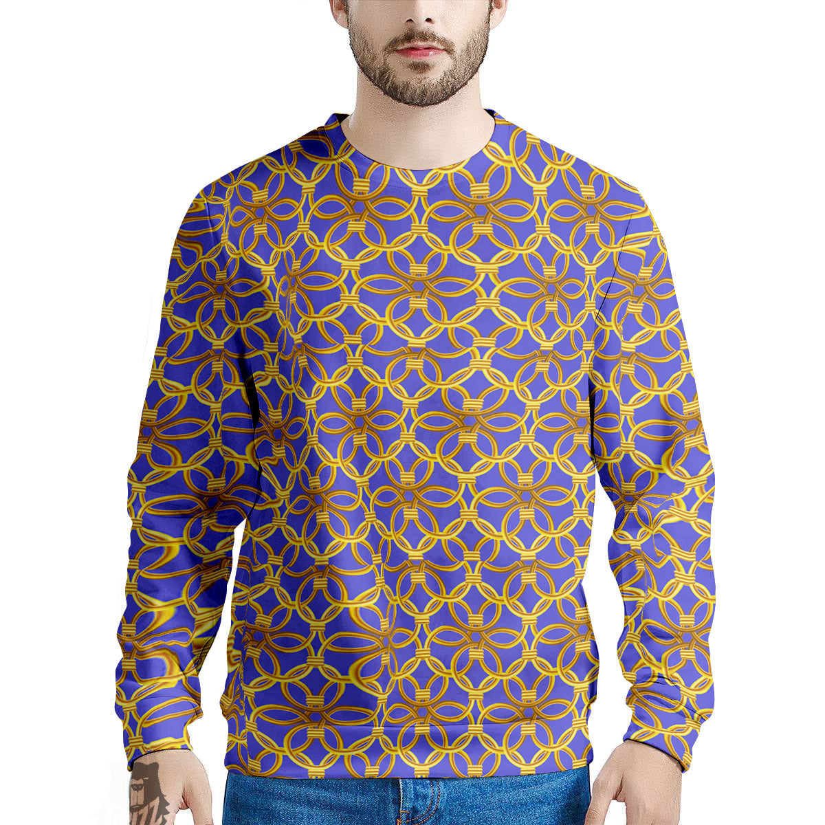 Chainmail Ring Print Pattern Men's Sweatshirt-grizzshop