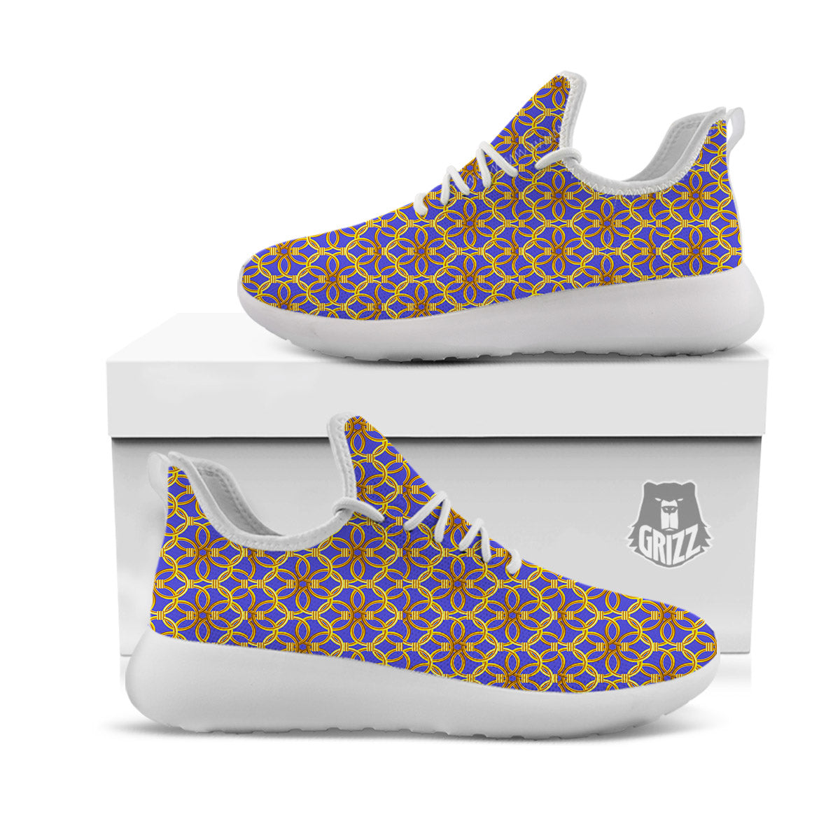 Chainmail Ring Print Pattern White Athletic Shoes-grizzshop