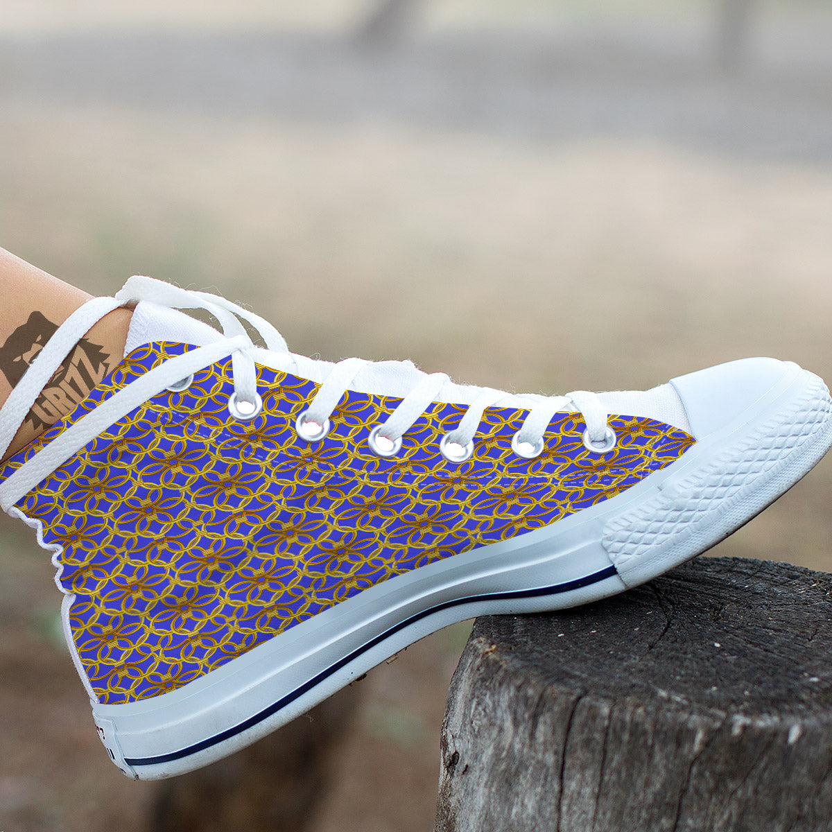 Chainmail Ring Print Pattern White High Top Shoes-grizzshop