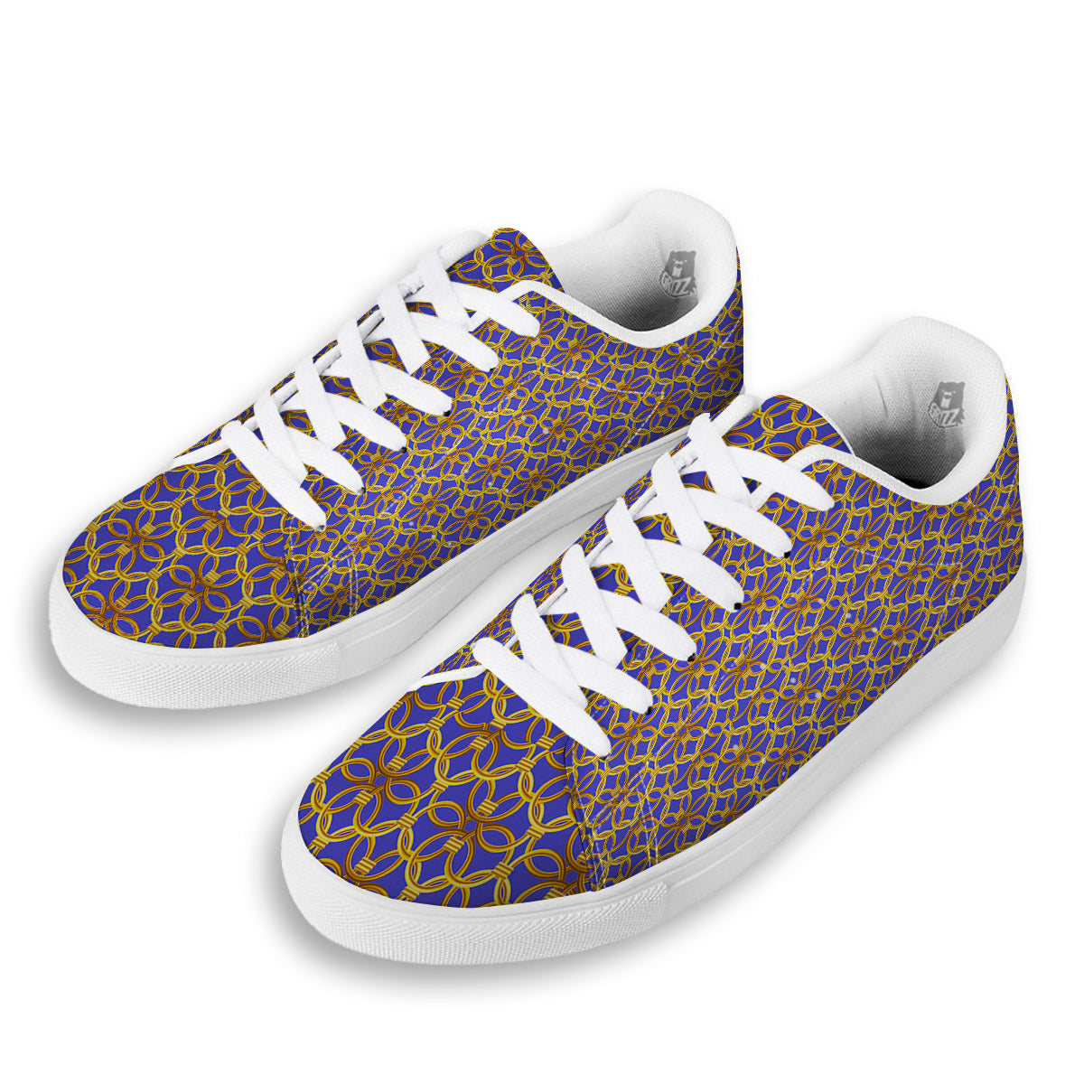 Chainmail Ring Print Pattern White Low Top Sneakers-grizzshop
