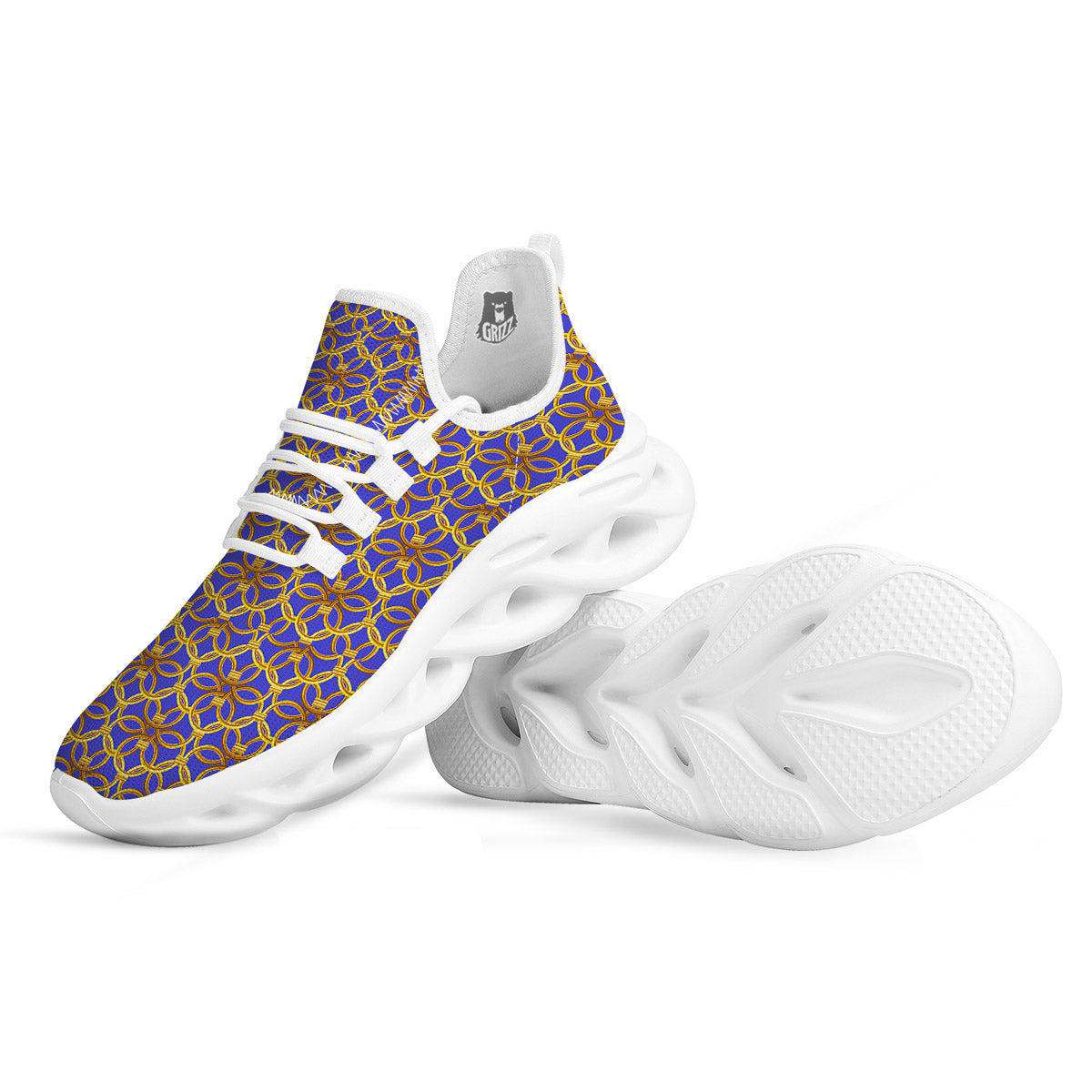 Chainmail Ring Print Pattern White Running Shoes-grizzshop