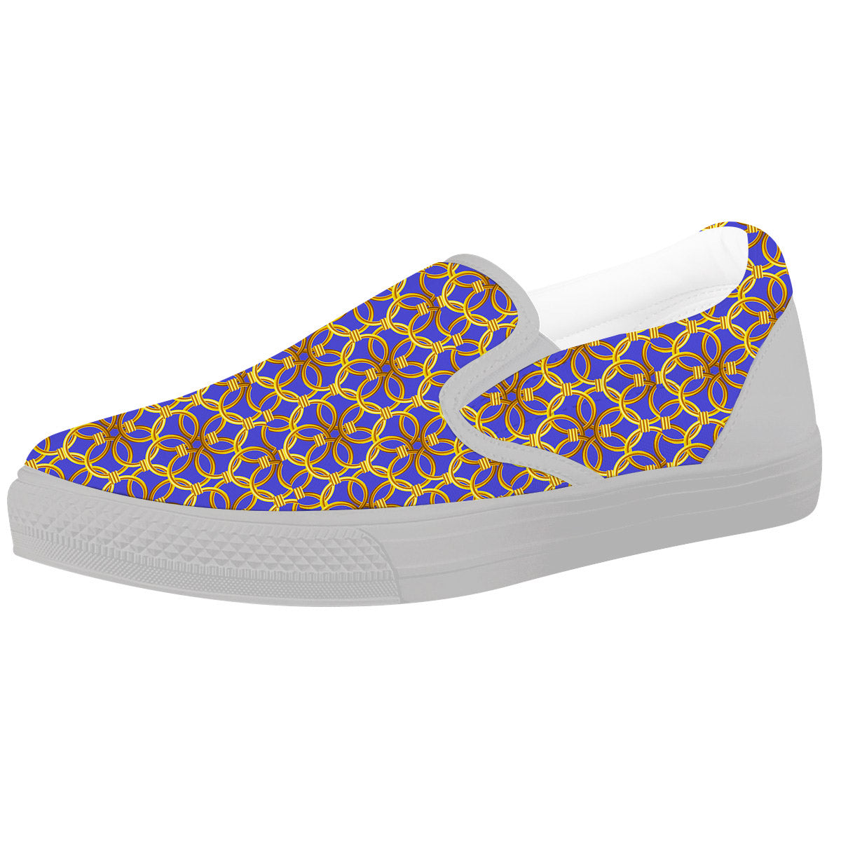 Chainmail Ring Print Pattern White Slip On Shoes-grizzshop