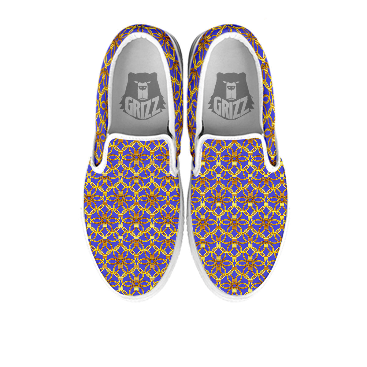 Chainmail Ring Print Pattern White Slip On Shoes-grizzshop