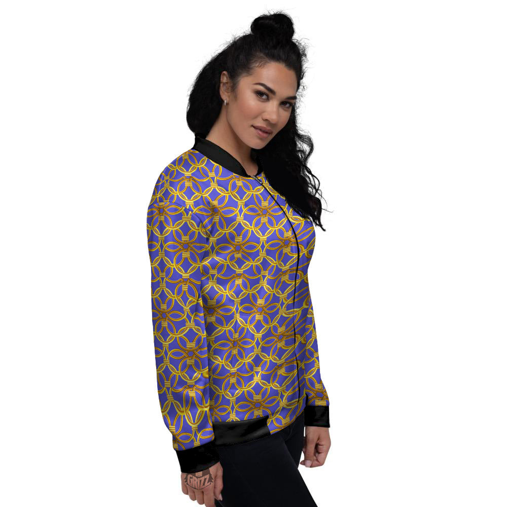 Chainmail Ring Print Pattern Women's Bomber Jacket-grizzshop