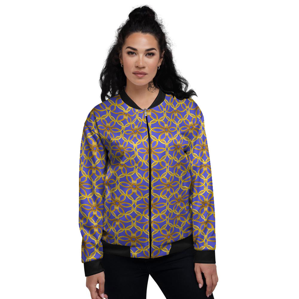 Chainmail Ring Print Pattern Women's Bomber Jacket-grizzshop