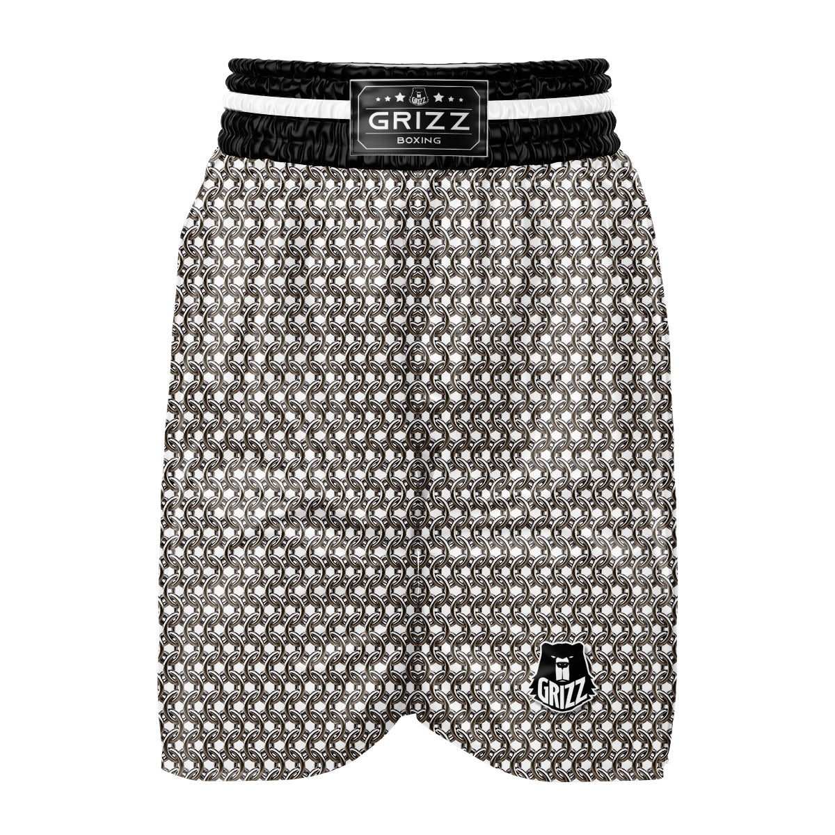 Chainmail Texture Print Boxing Shorts-grizzshop