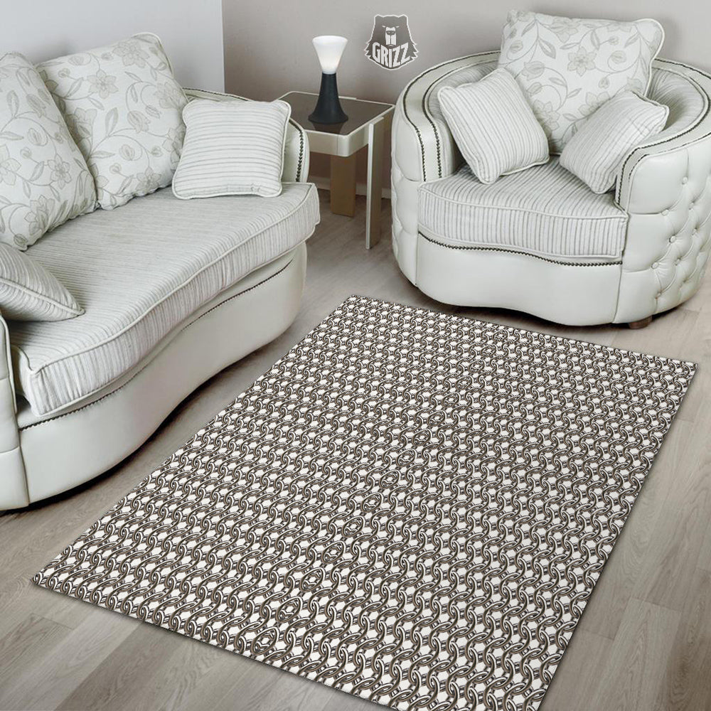 Chainmail Texture Print Floor Mat-grizzshop