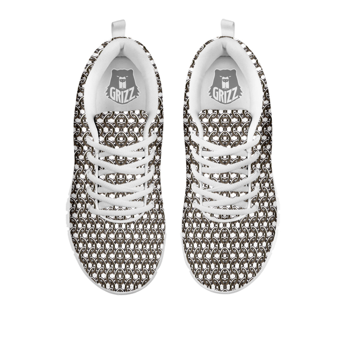 Chainmail Texture Print White Sneaker-grizzshop