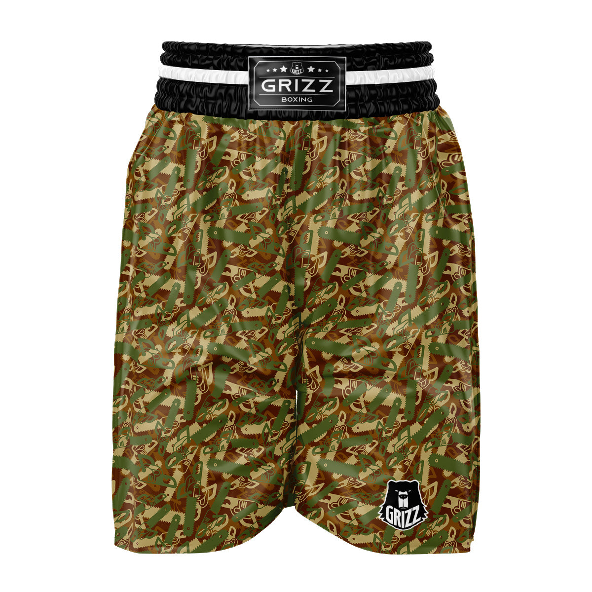 Chainsaw Camo Print Pattern Boxing Shorts-grizzshop