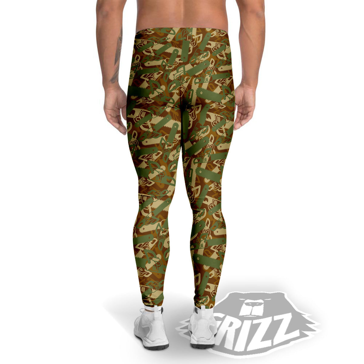 Chainsaw Camo Print Pattern Men's Leggings-grizzshop