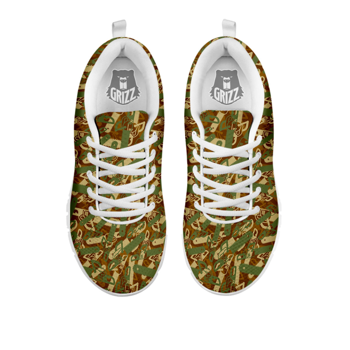 Chainsaw Camo Print Pattern White Sneaker-grizzshop