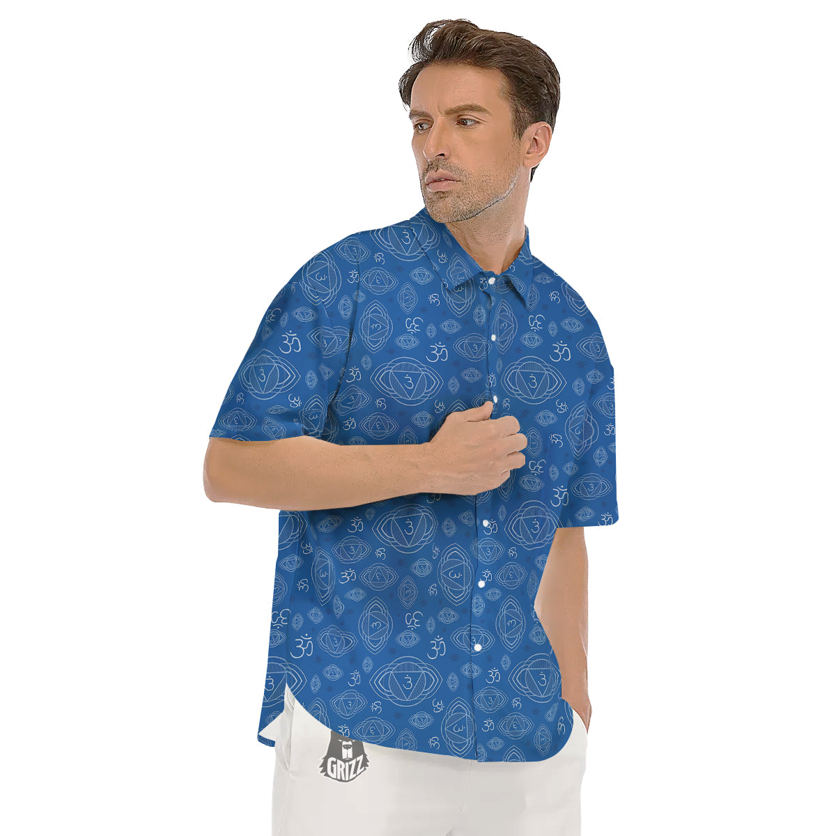 Chakra Ajna Print Pattern Men's Short Sleeve Shirts-grizzshop