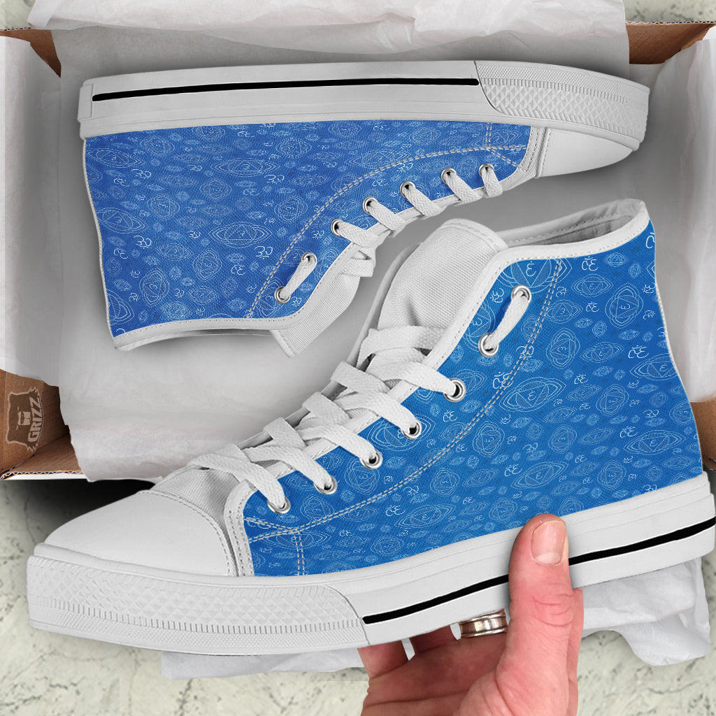 Chakra Ajna Print Pattern White High Top Shoes-grizzshop