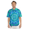 Chakra Mandala Blue Vishuddha Print Men's Short Sleeve Shirts-grizzshop