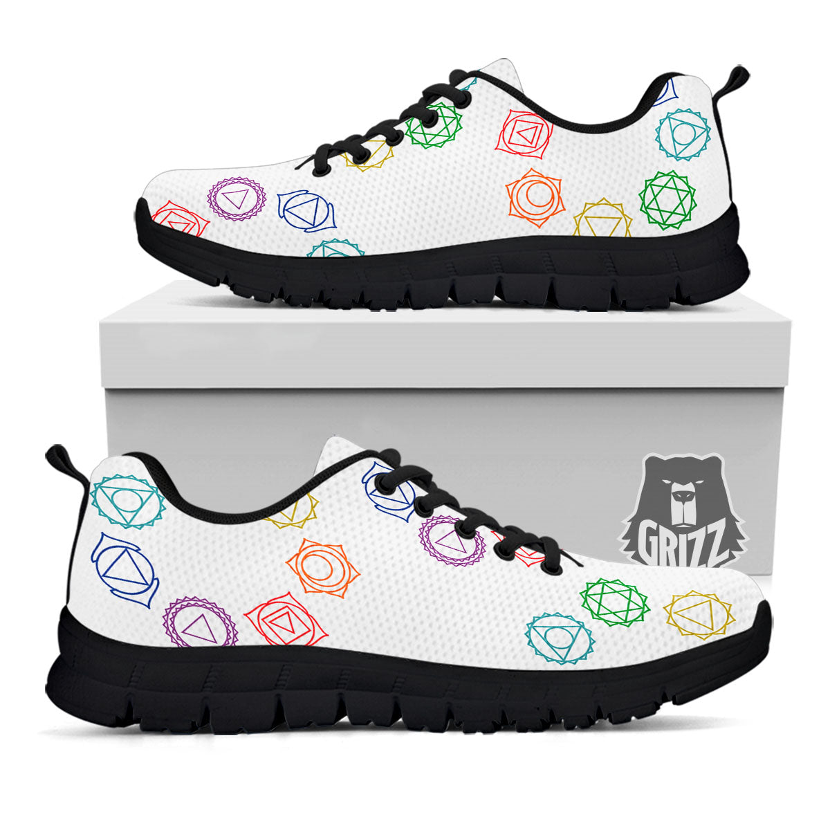 Chakra Manipura Print Pattern Black Sneaker-grizzshop