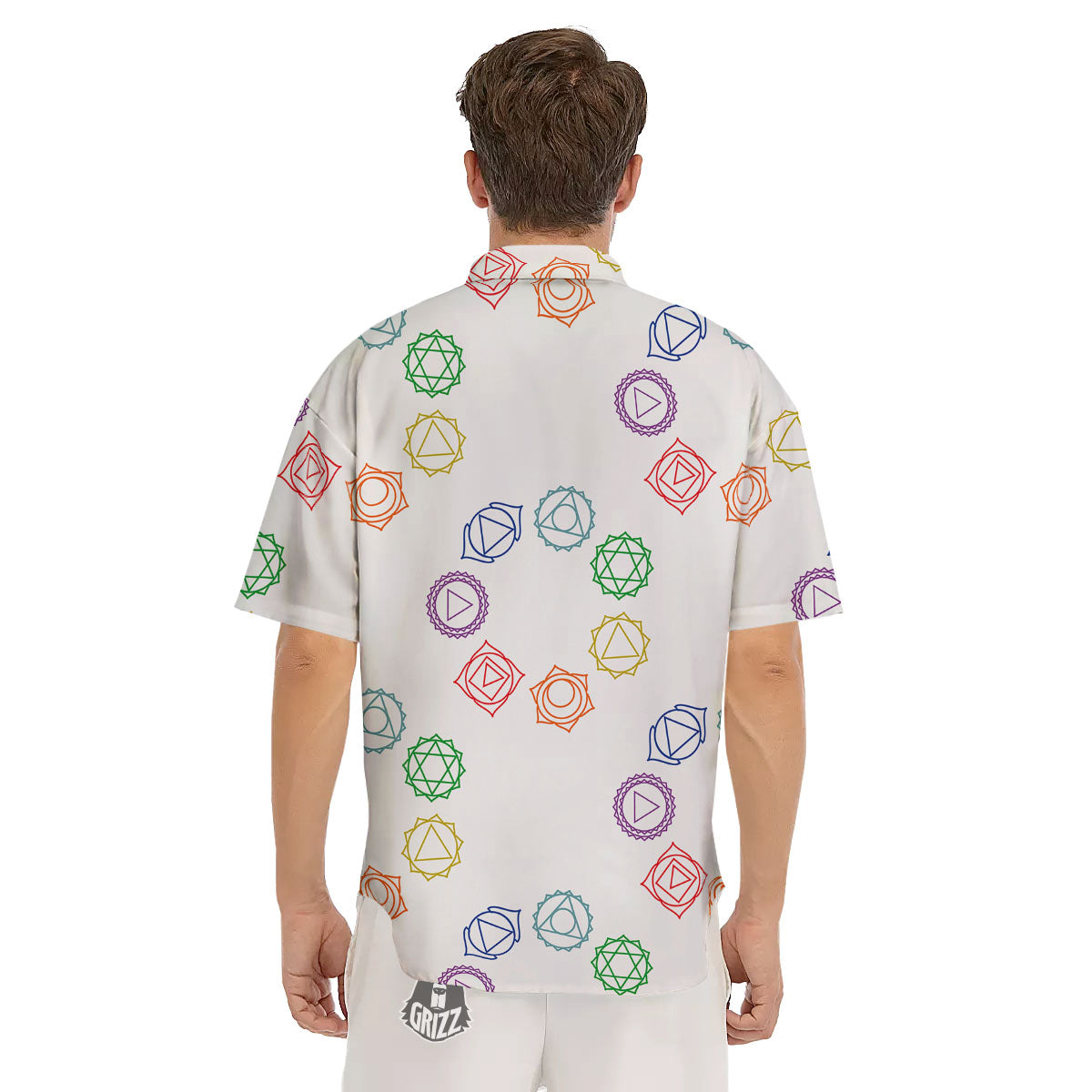 Chakra Manipura Print Pattern Men's Short Sleeve Shirts-grizzshop