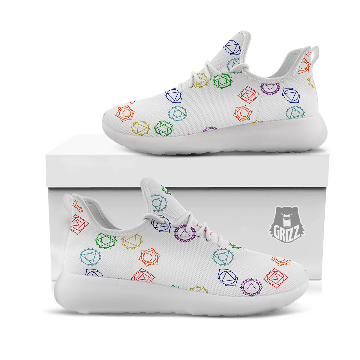 Chakra Manipura Print Pattern White Athletic Shoes-grizzshop