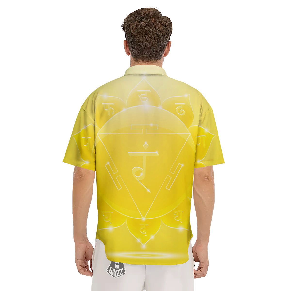 Chakra Manipura Spiritual Print Men's Short Sleeve Shirts-grizzshop