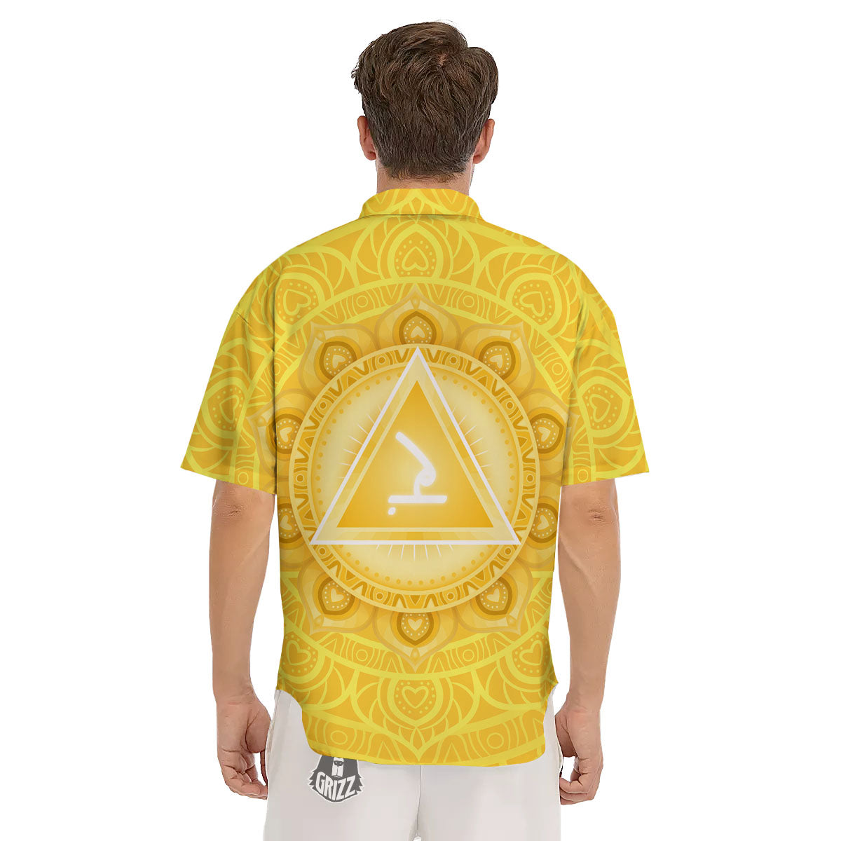 Chakra Manipura Symbol Print Men's Short Sleeve Shirts-grizzshop