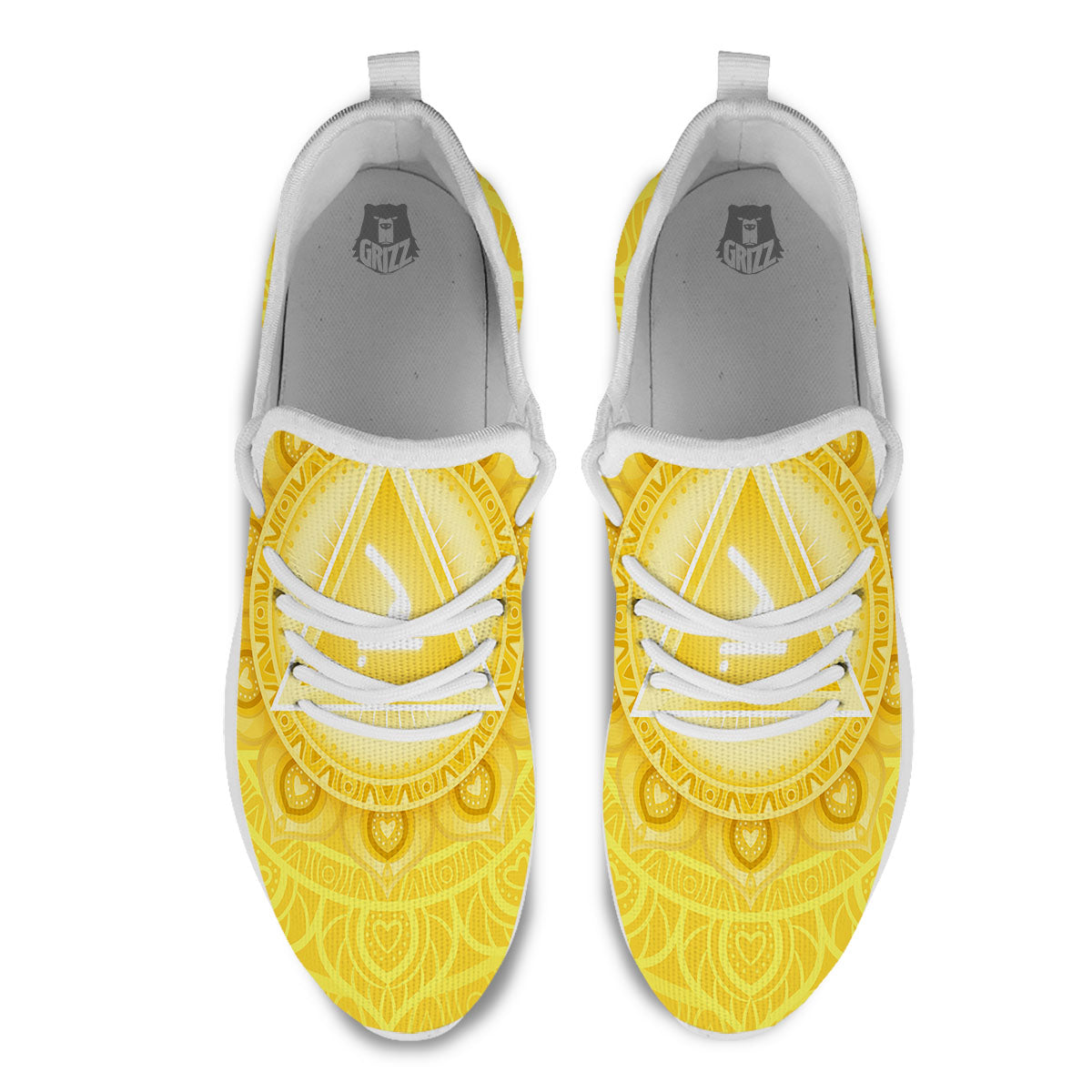 Chakra Manipura Symbol Print White Athletic Shoes-grizzshop