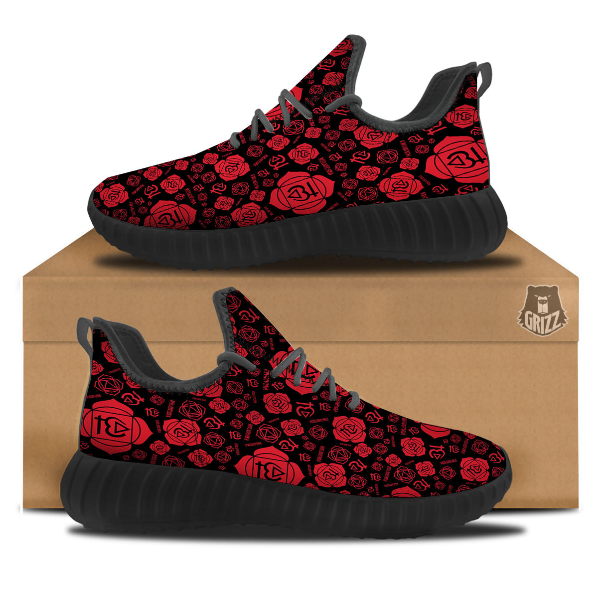 Chakra Muladhara Chakra Pattern Black Walking Shoes-grizzshop