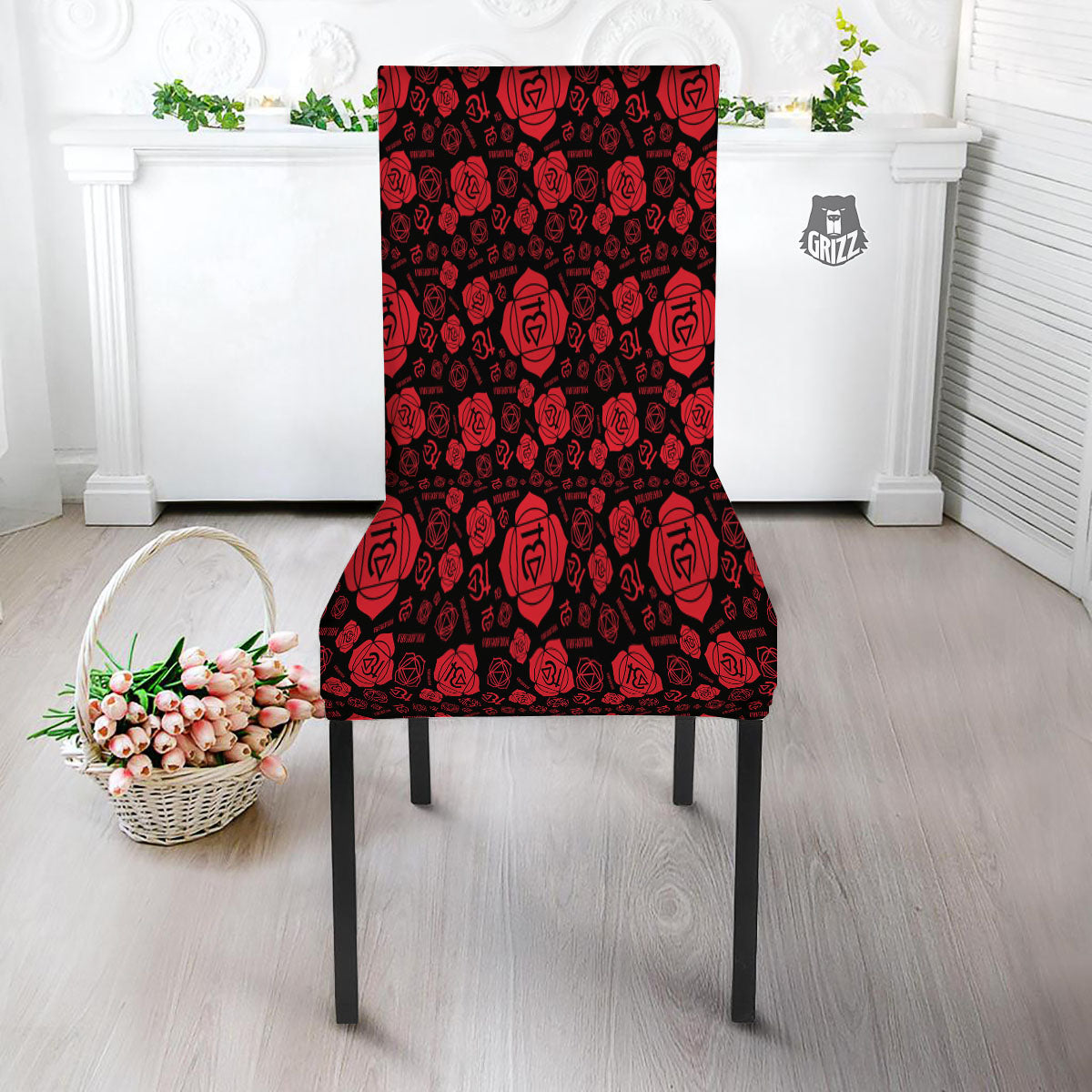 Chakra Muladhara Chakra Pattern Dining Chair Slipcover-grizzshop