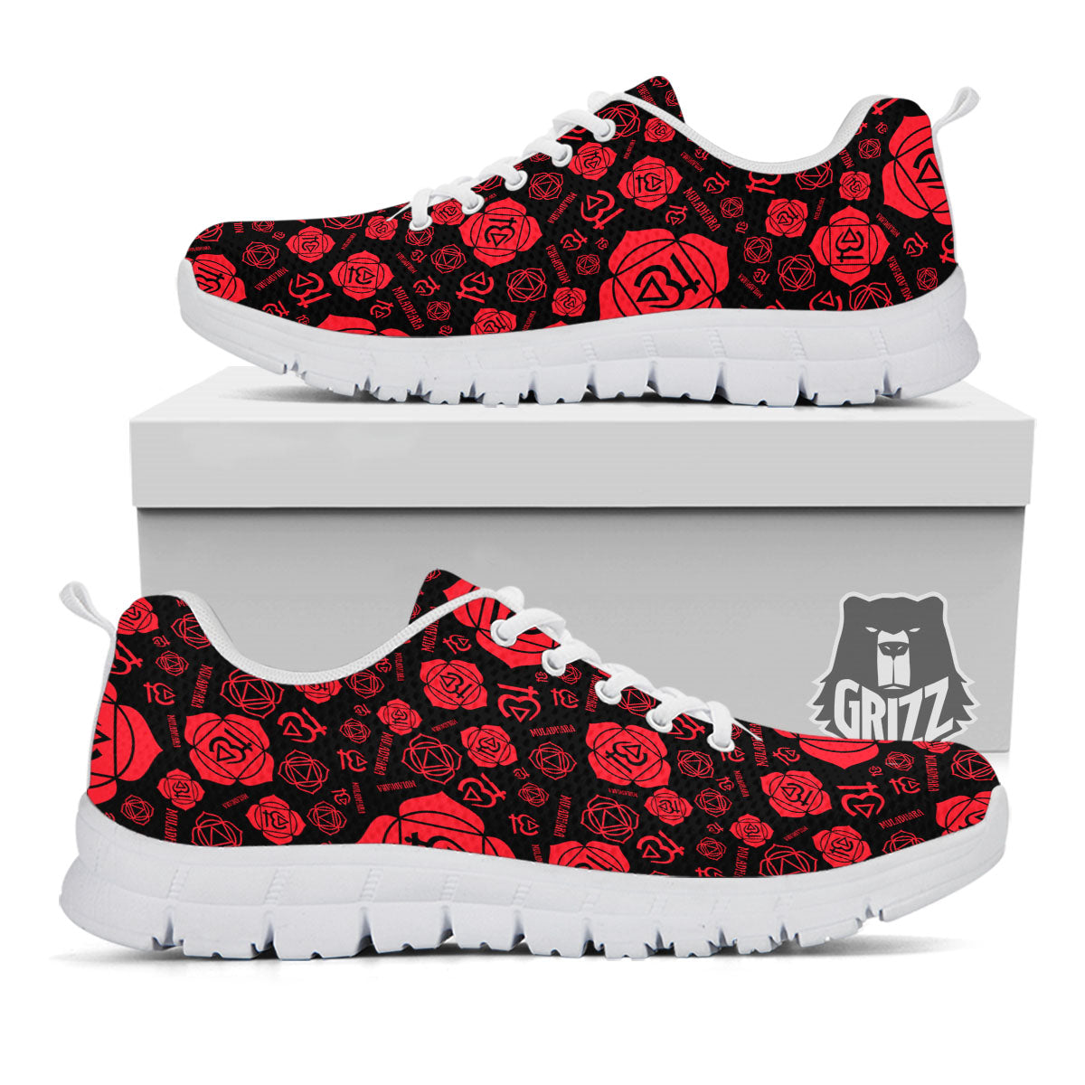 Chakra Muladhara Chakra Pattern White Sneaker-grizzshop