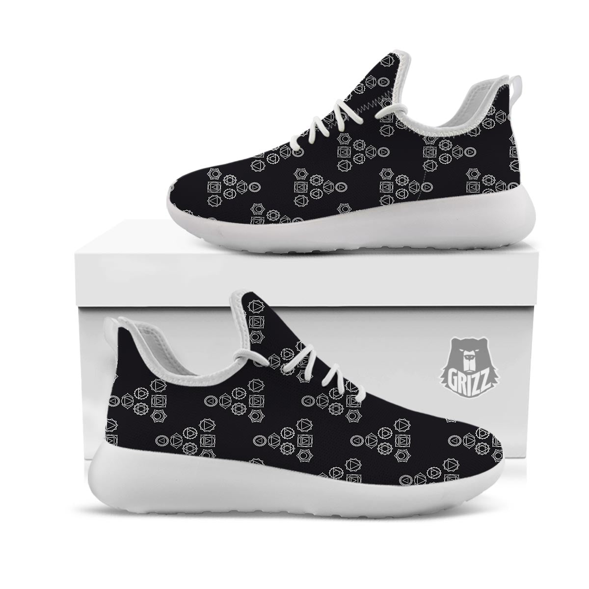 Chakra Sahasrara Print Pattern White Athletic Shoes-grizzshop