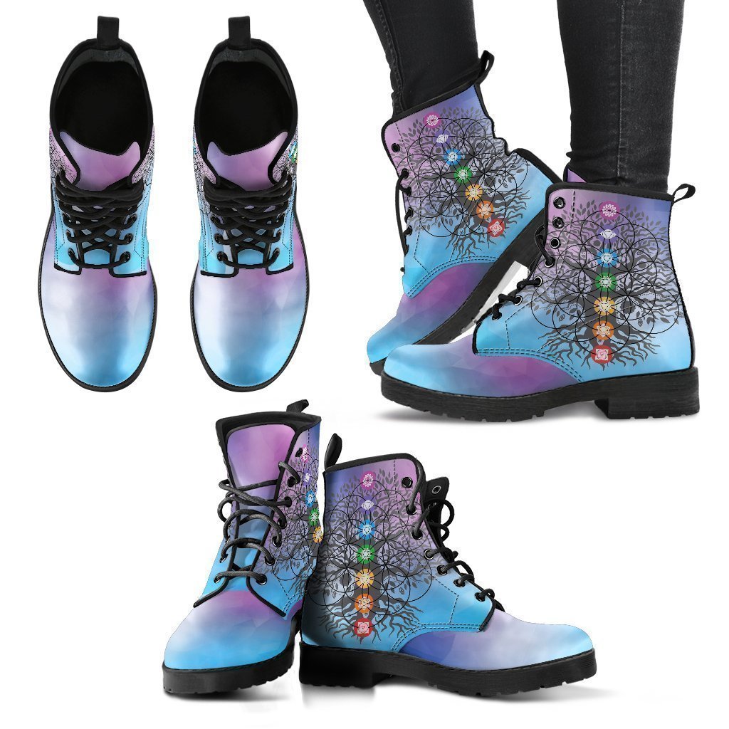 Chakra Tree of Life Women's Leather Boots-grizzshop