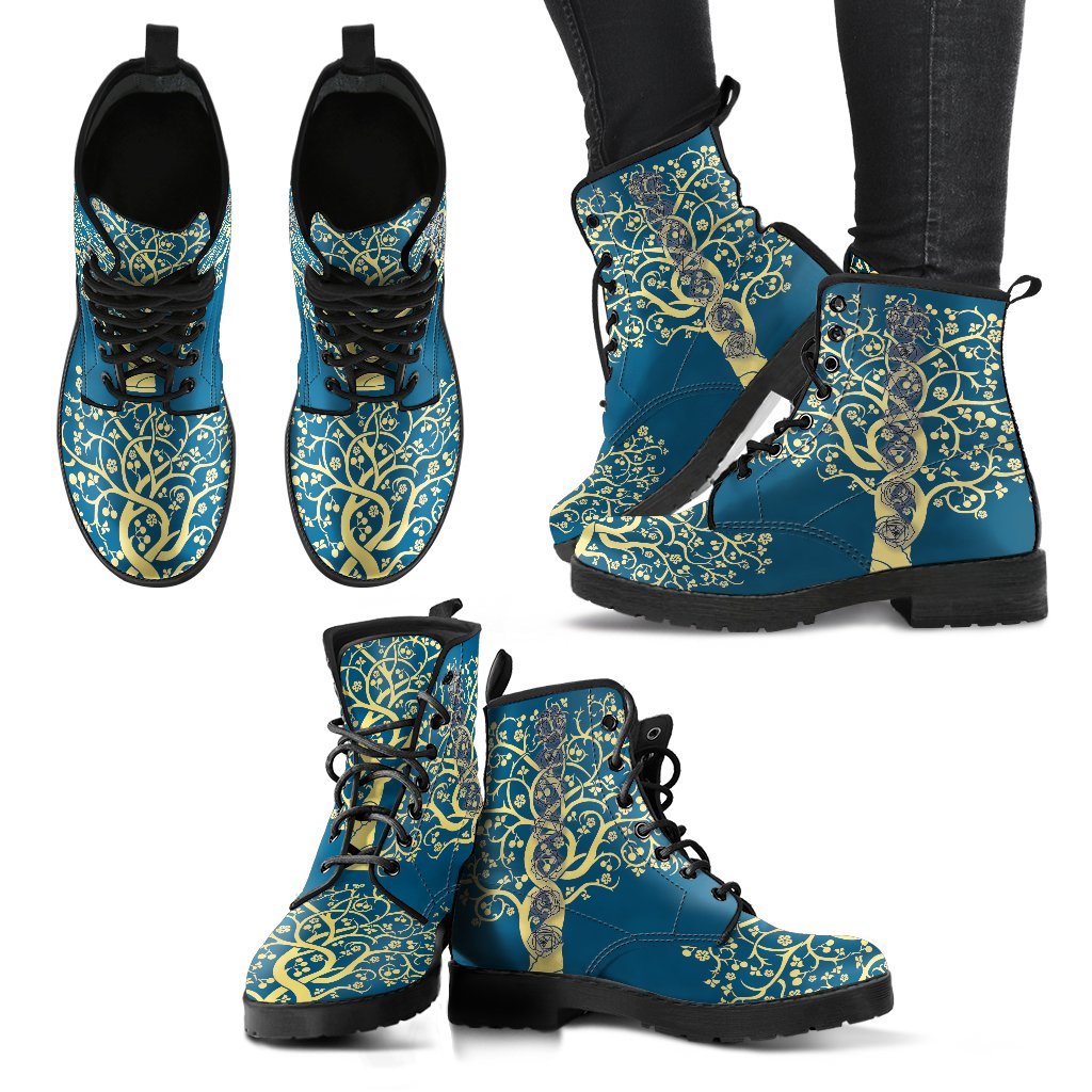 Chakra Tree of Life Women's Leather Boots-grizzshop