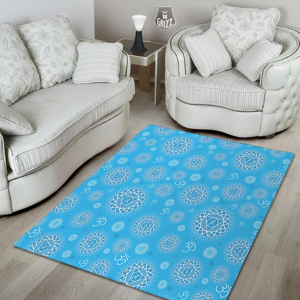 Chakra Vishuddha Print Pattern Floor Mat-grizzshop