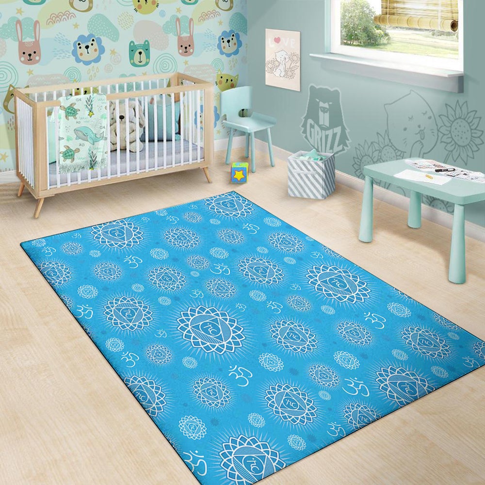 Chakra Vishuddha Print Pattern Floor Mat-grizzshop